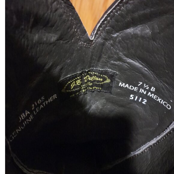 Women's Leather Tooled Snip Toe Brown Black J.B Dillon Cowboy Boots sz 7.5B - Picture 9 of 13